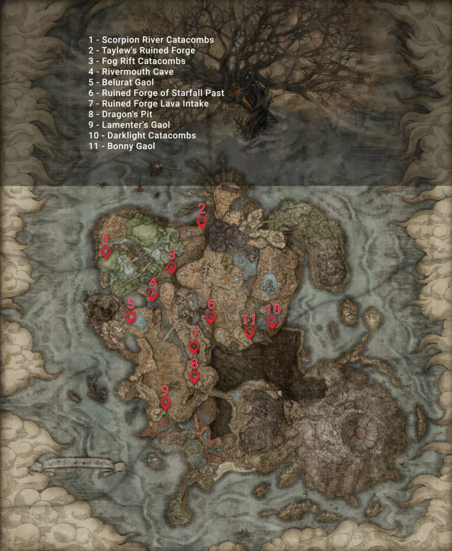 Elden Ring Shadow Of The Erdtree Guide: Realm Of Shadow Dungeons Locations