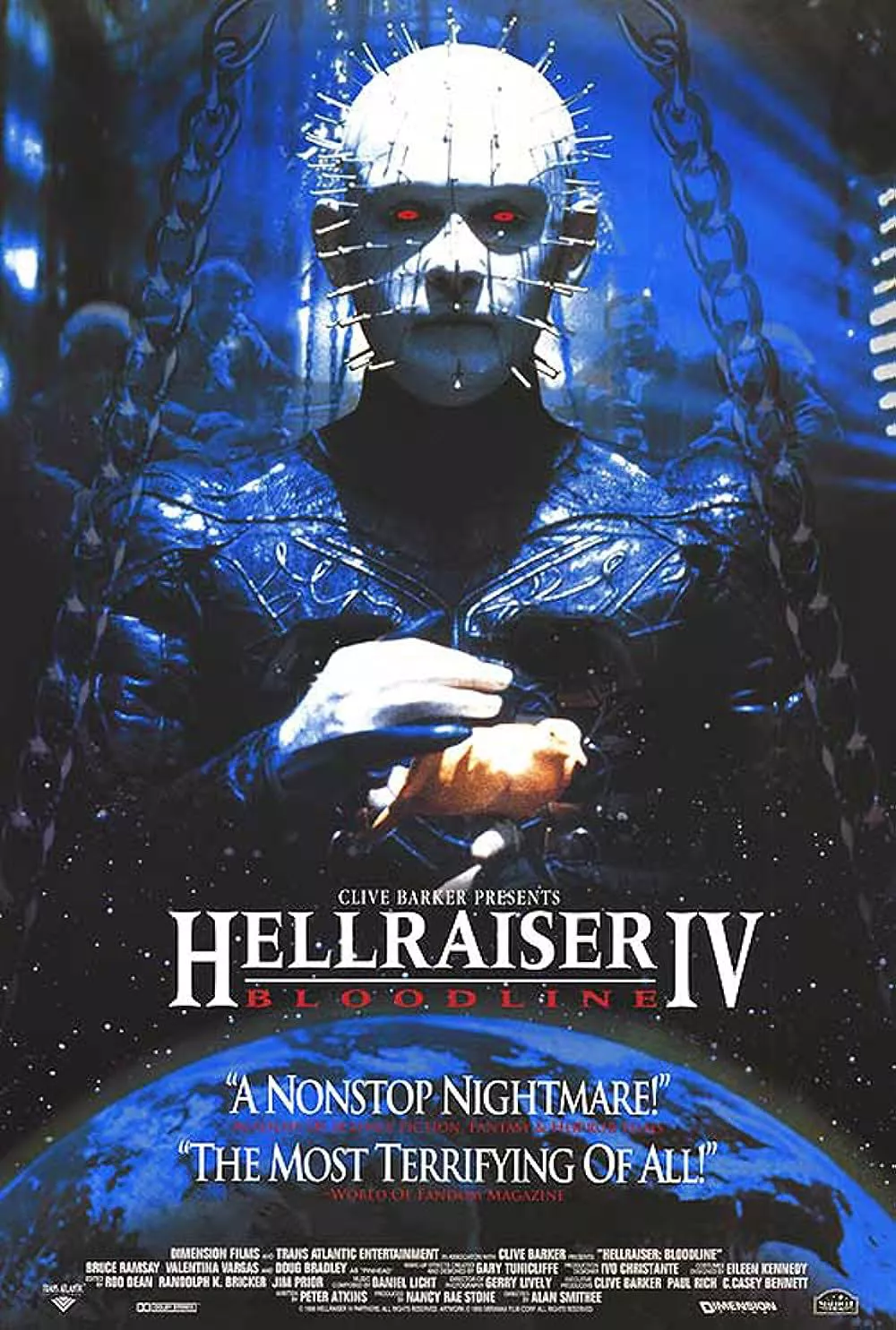 Pinhead holding a duck on the poster of Hellraiser- Bloodline