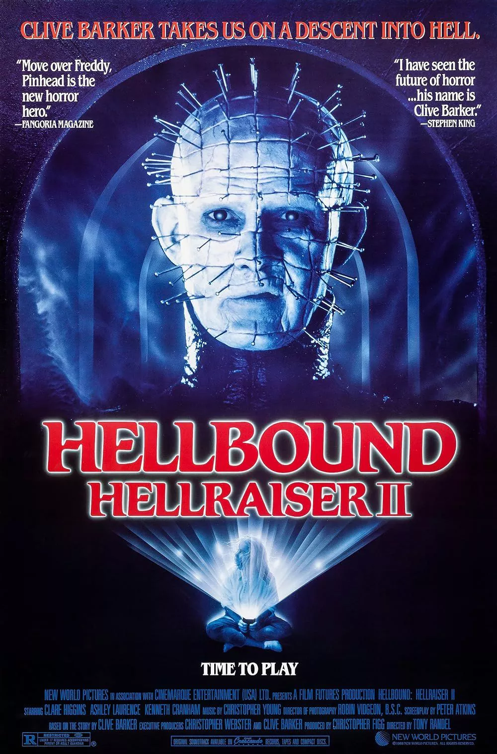 Pinhead looking serious on the poster of Hellbound- Hellraiser II