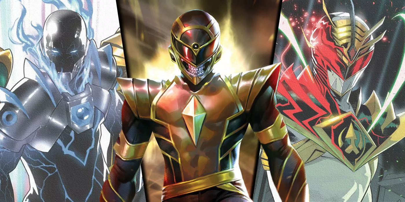 Split image of Death Ranger, The Vessel, and Lord Drakkon from Power Rangers comics