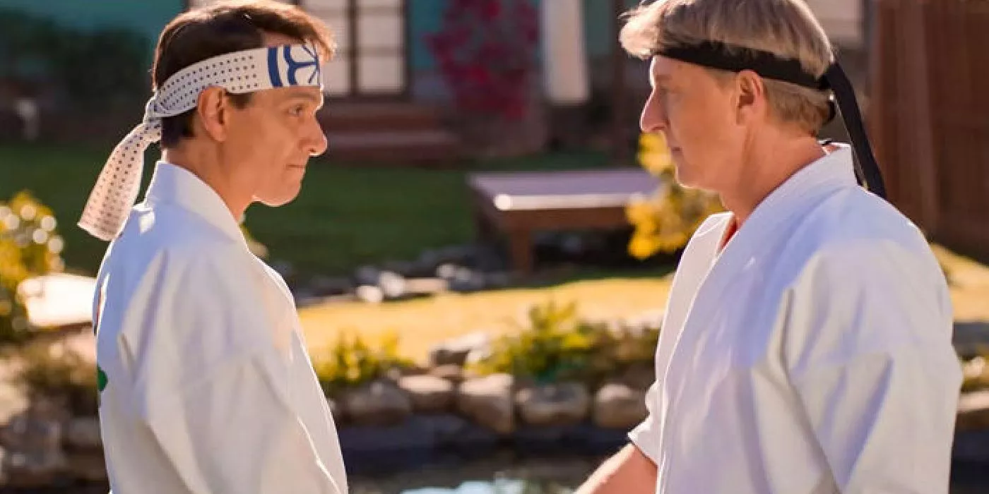 Daniel and Johnny shake hands in Cobra Kai