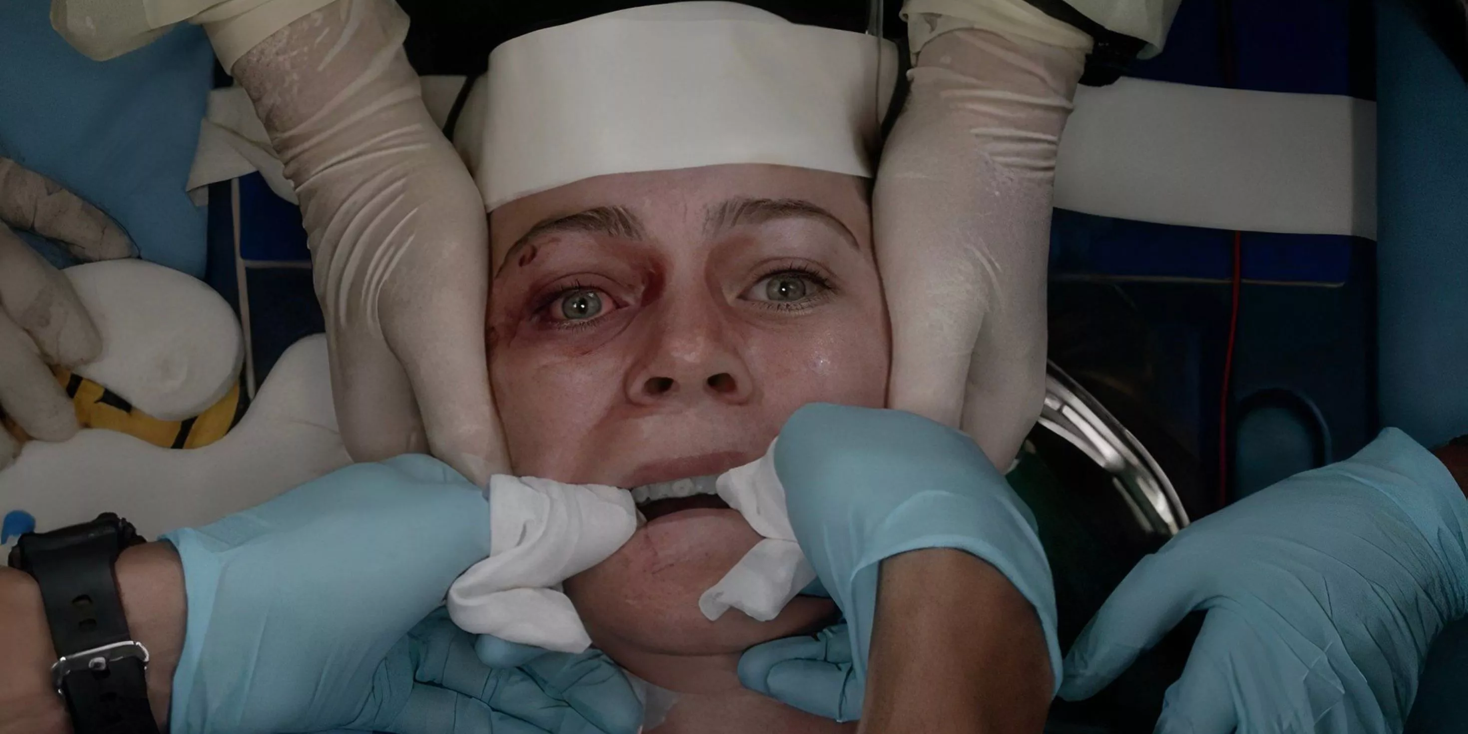 Meredith Grey is getting her jaw rebroken on Grey's Anatomy