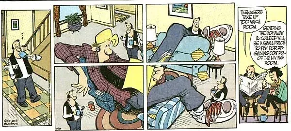 This Zits comic features Jeremy taking up the entire living room