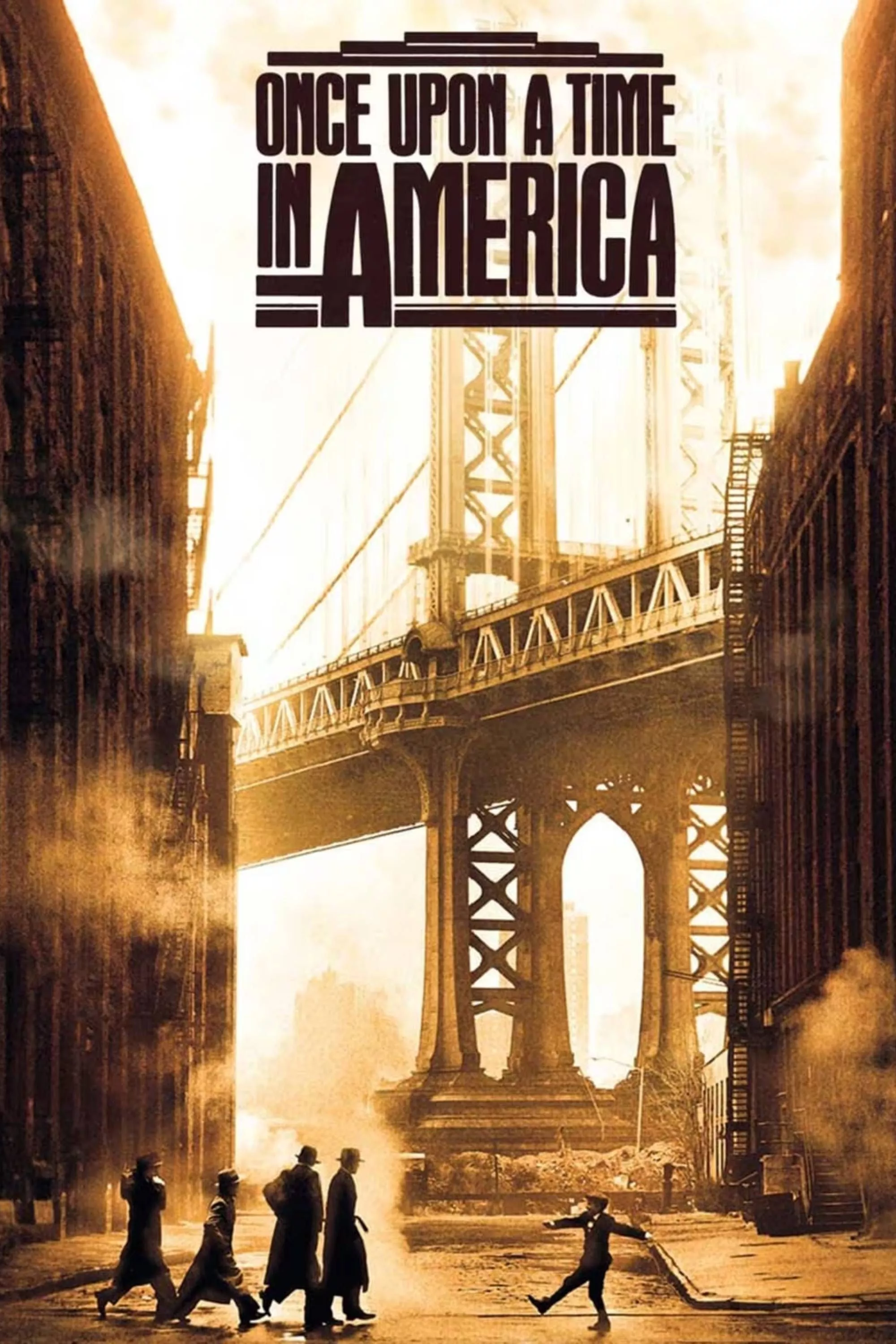 Once Upon a Time in America poster shows people walking through a smokey New York City.