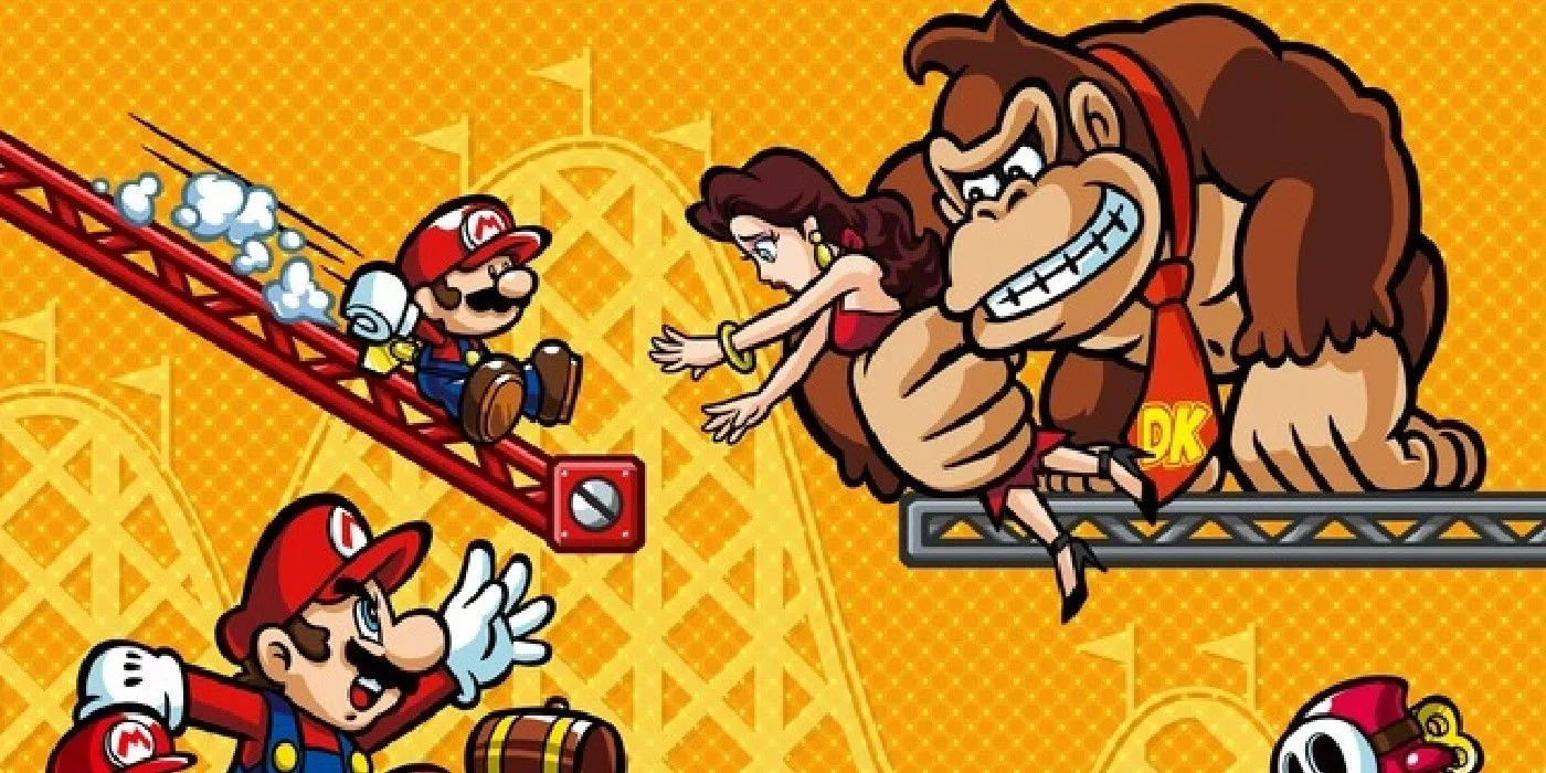 Donkey Kong secuestra a Pauline en Mario Vs Donkey Kong: Mini-Land Mayhem.