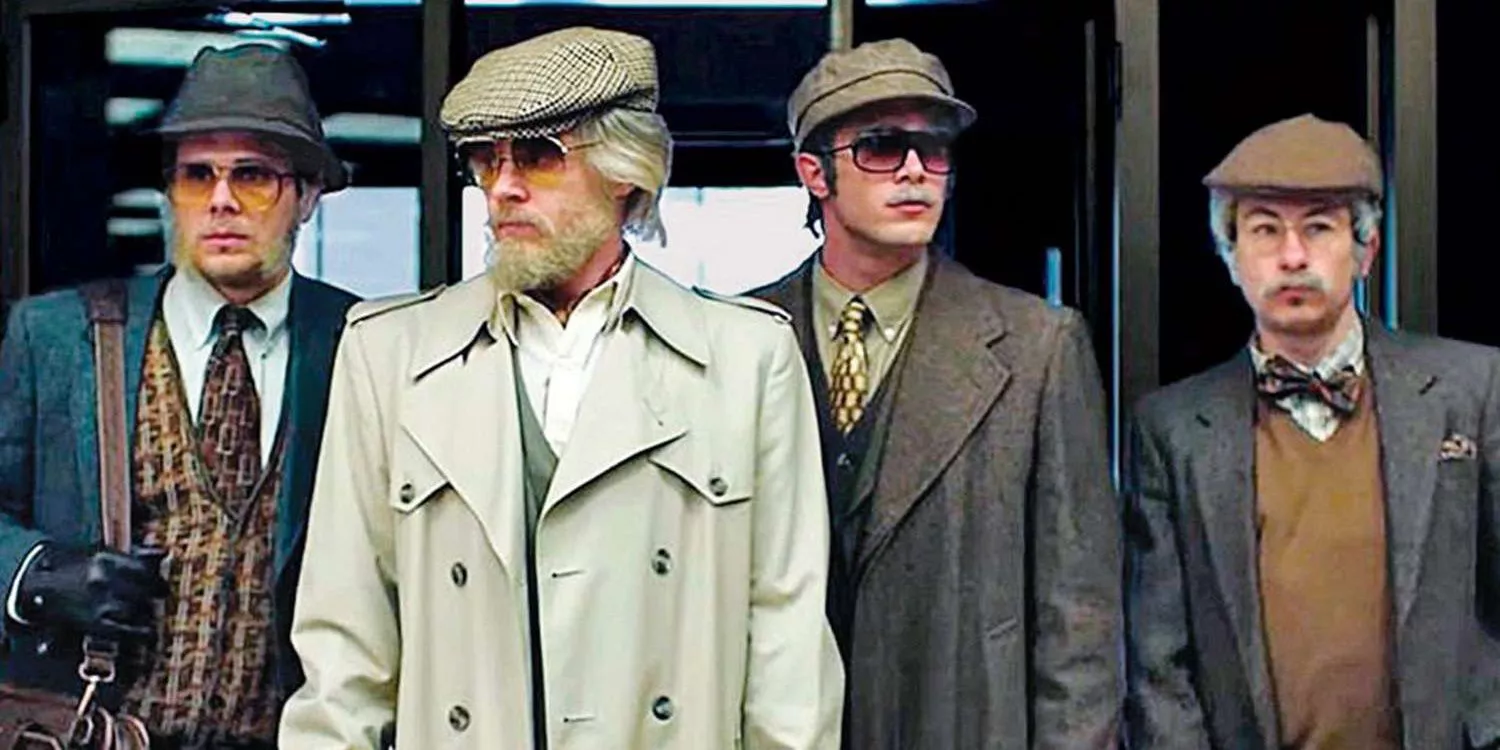 Warren Lipka, Spencer Reinhard, Chas Allen, and Eric Borsuk in disguise in American Animals