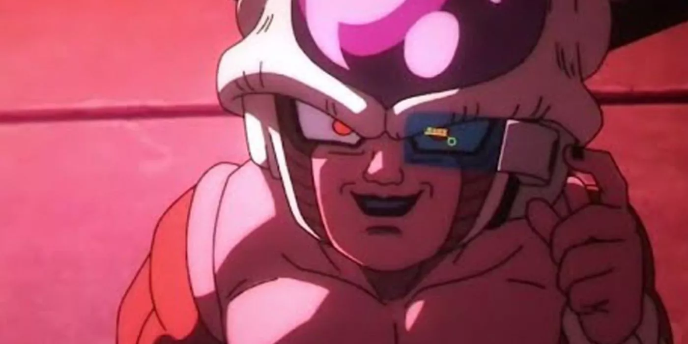 Frieza using a scouter in Dragon Ball Z.