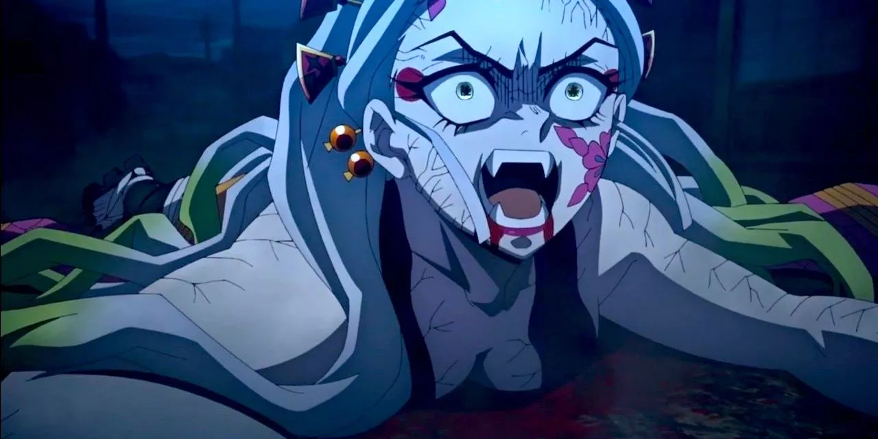 Daki screams in the face of her defeat in Demon Slayer anime.