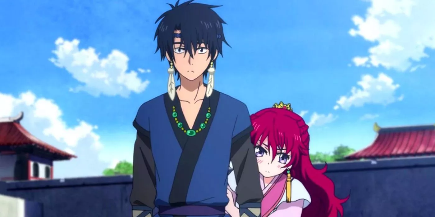 young hak and yona at the castle in yona of the dawn.