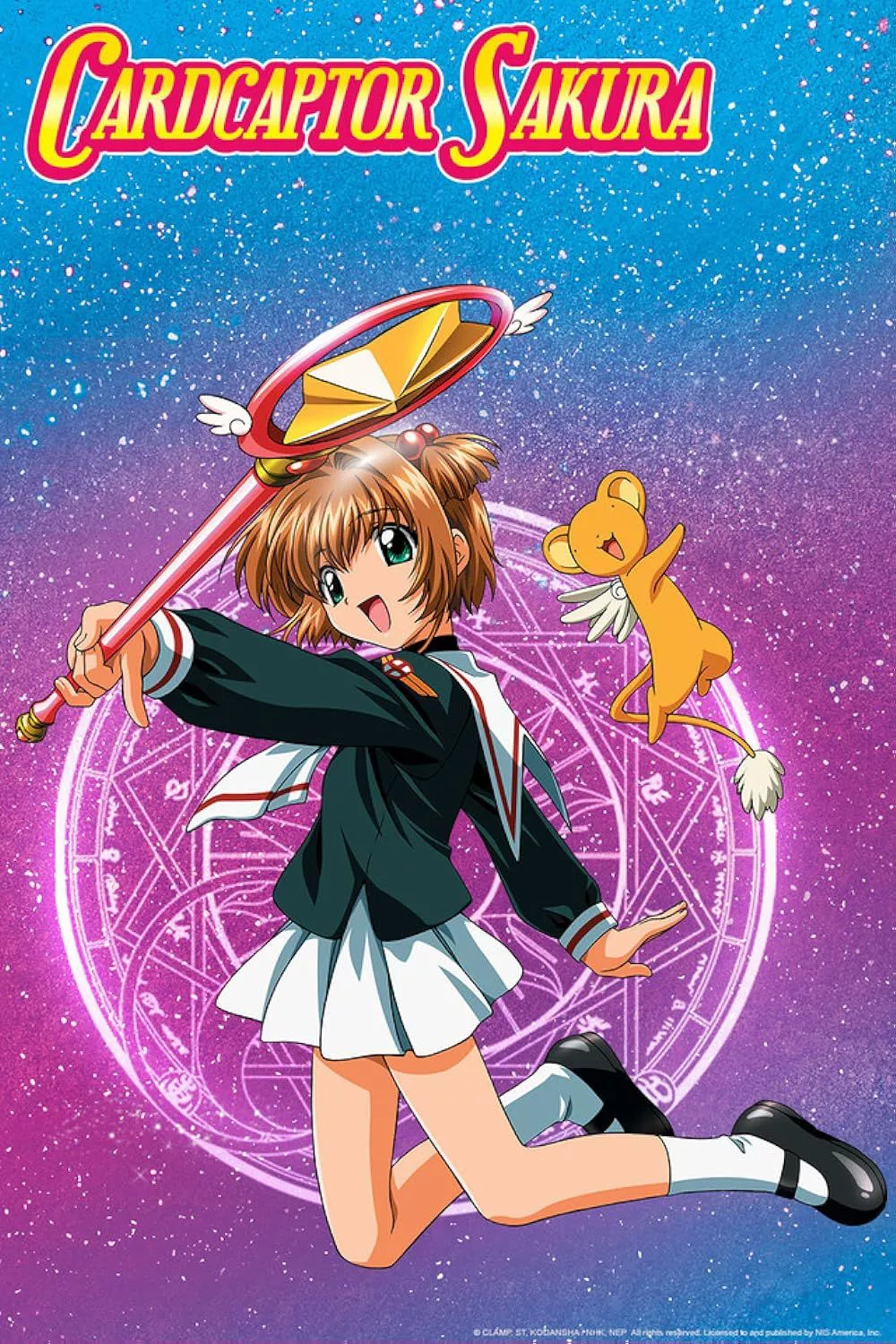 Sakura and Kero posing mid-air on the Cardcaptor Sakura Promo