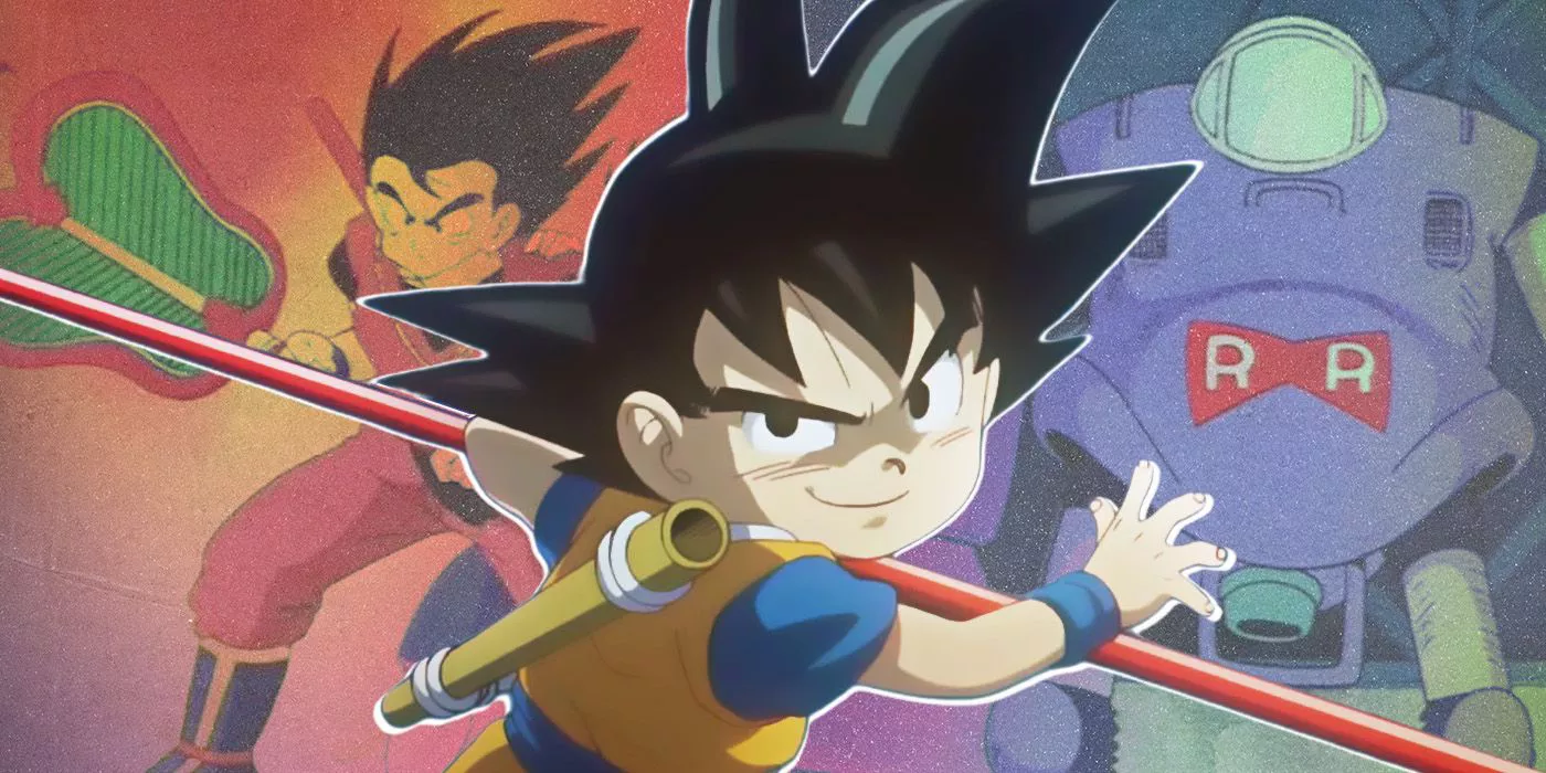 Kid Goku con su bastón en el anime Dragon Ball Daima