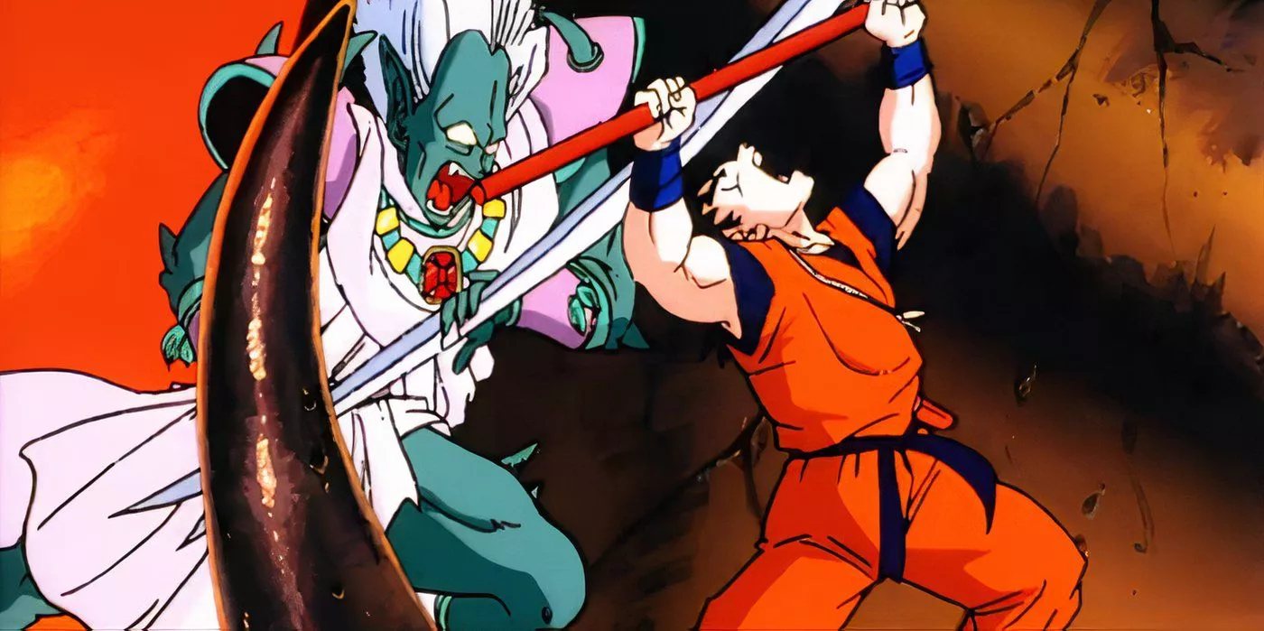 Goku bloquea el ataque de Nicky con su Bastón en Dragon Ball Z: Zona Muerta.