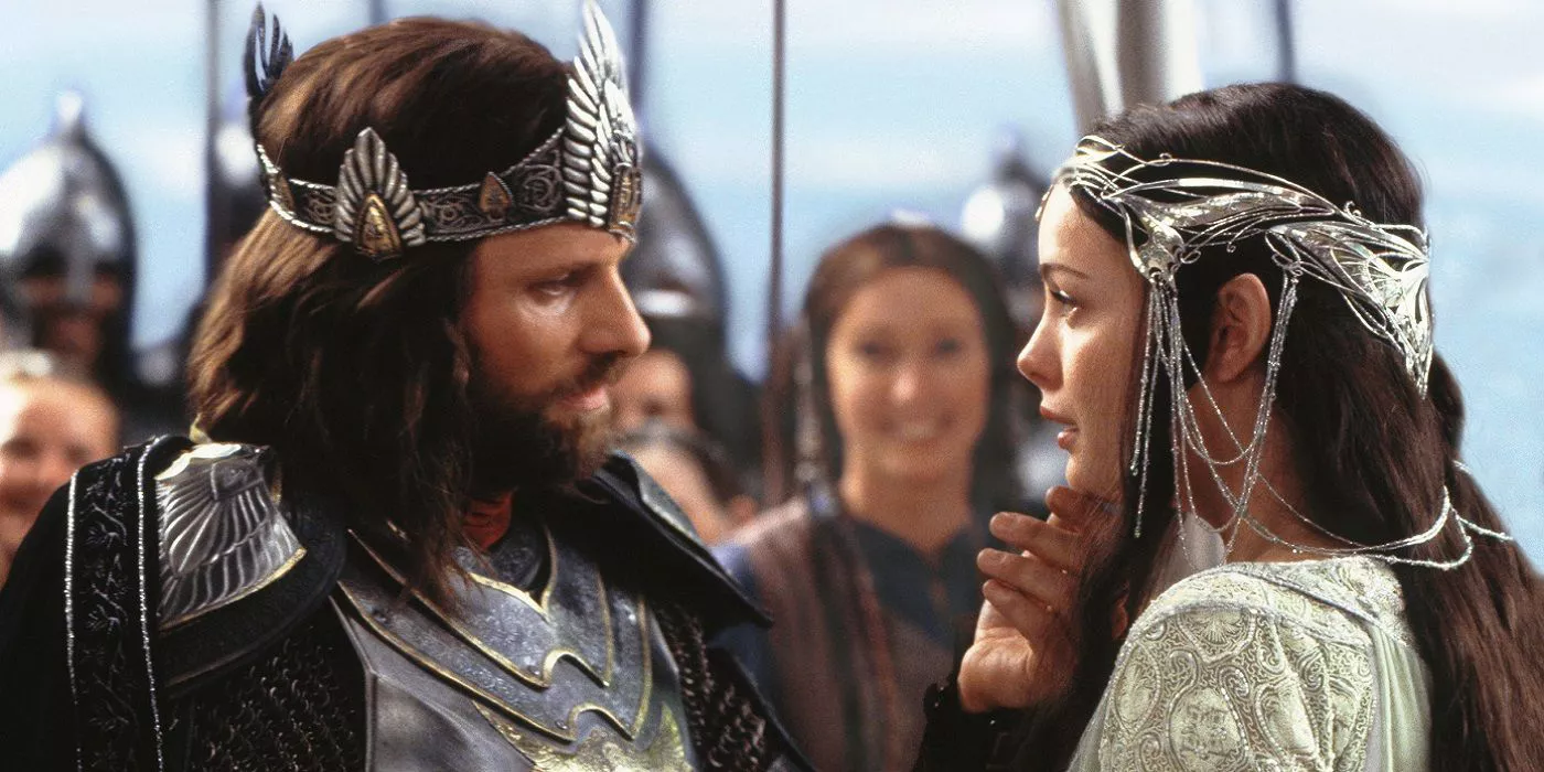 Aragorn reunites with Arwen in Lord of the Rings: Return of the King