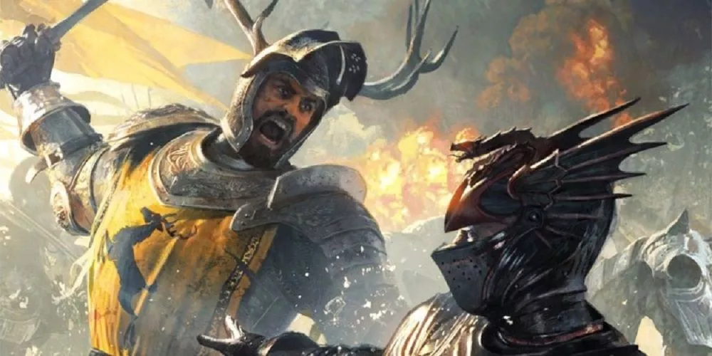 Artwork of Robert Baratheon kills Rhaegar Targaryen at the Trident in Game of Thrones