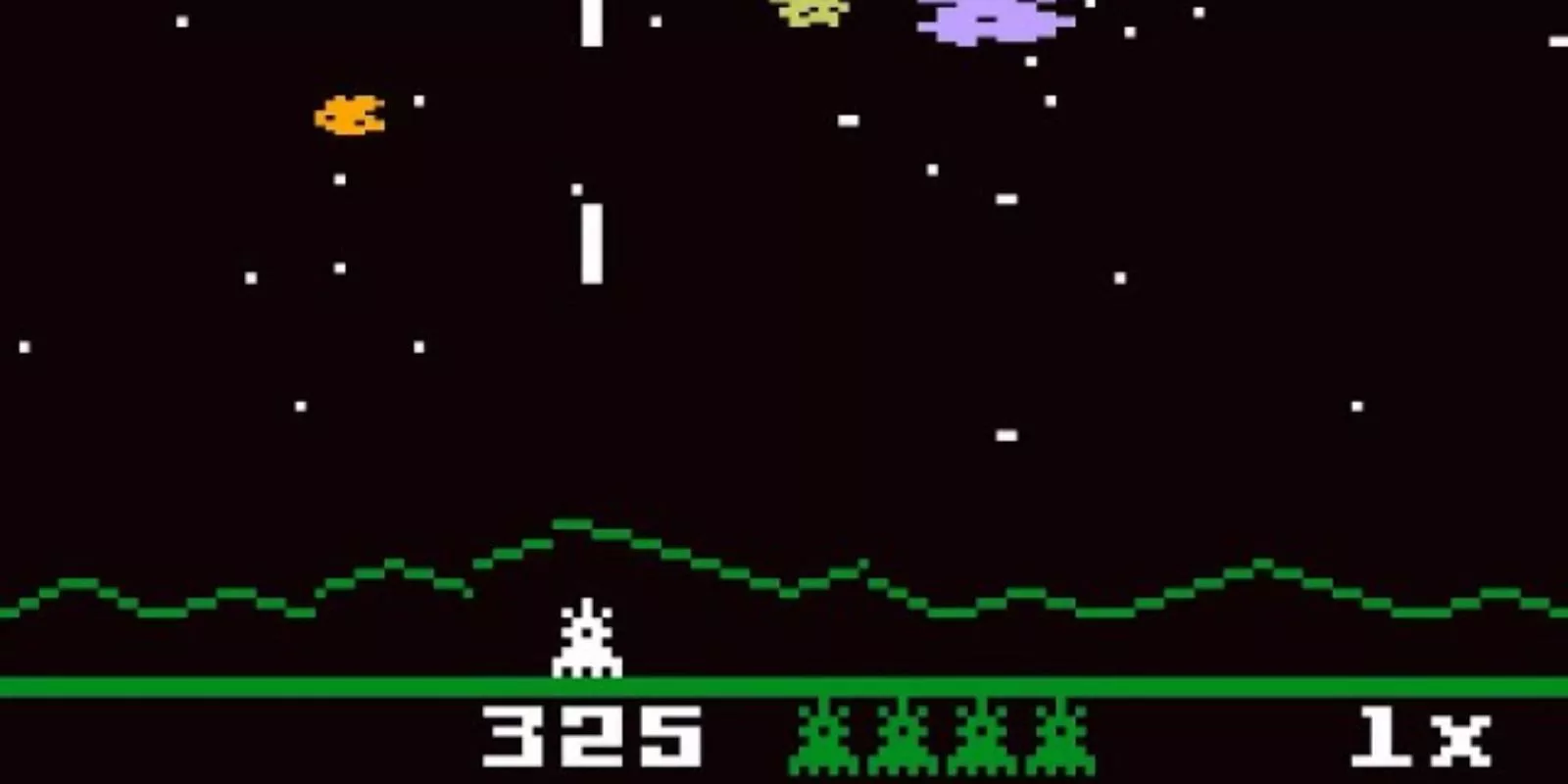 Astrosmash Gameplay with the player shooting at enemies