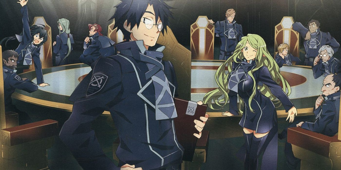 Shiroe y su consejo sonríen en Log Horizon