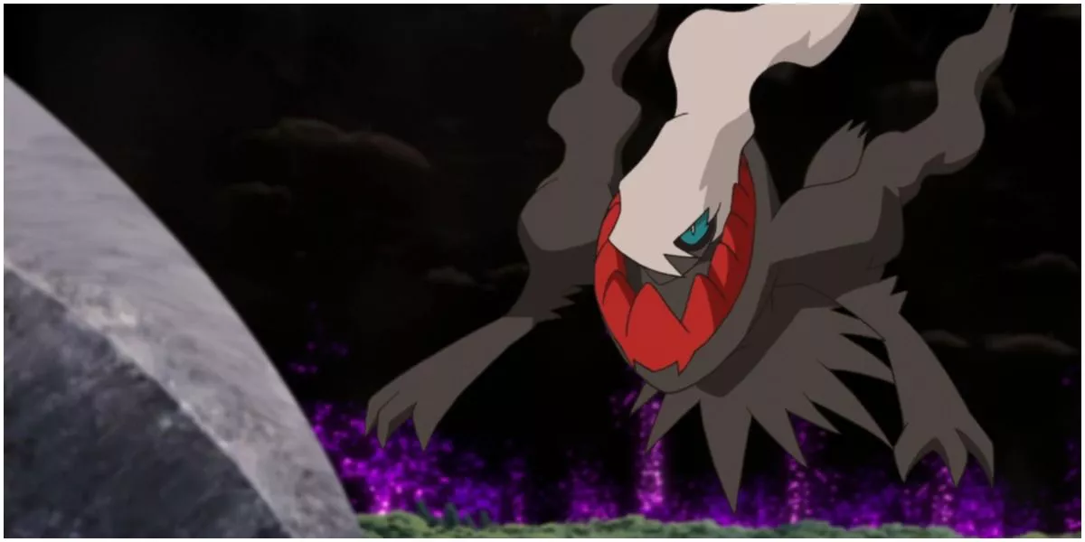 Darkrai luciendo aterrador en el anime de Pokémon.