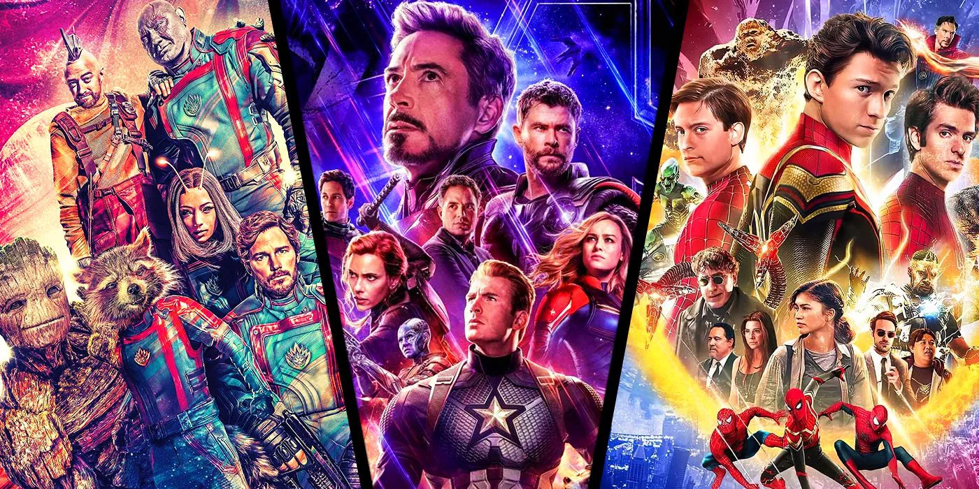 The film posters of Guardians of the Galaxy Vol. 3, Avengers: Endgame and Spider-man: No Way Home