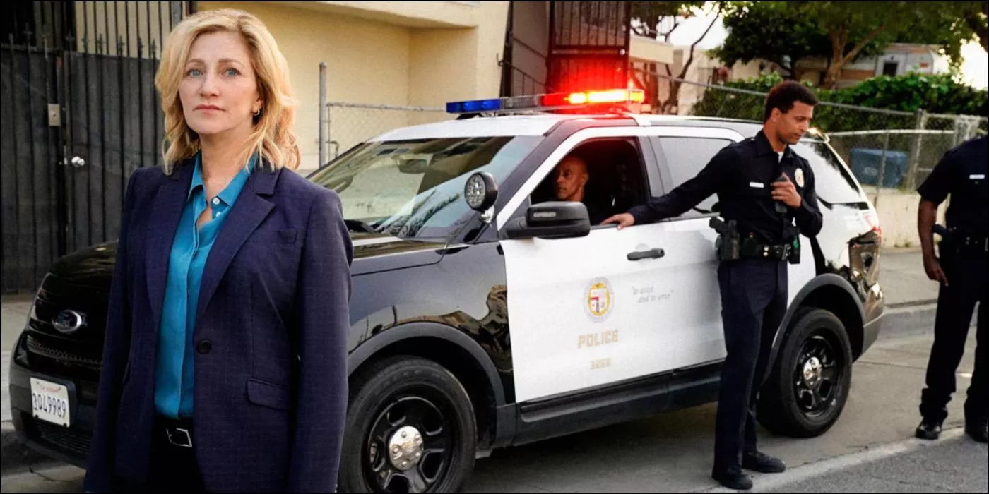 Abigail Thomas standing in front of a police car