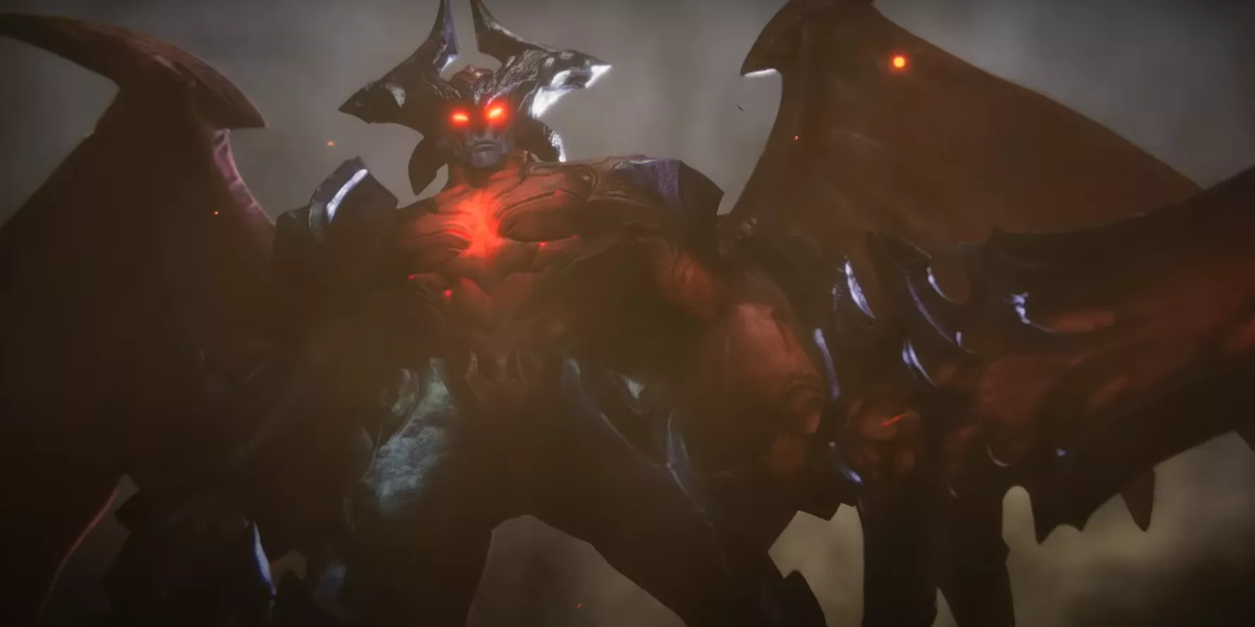 Aatrox se eleva sobre un soldado derrotado.