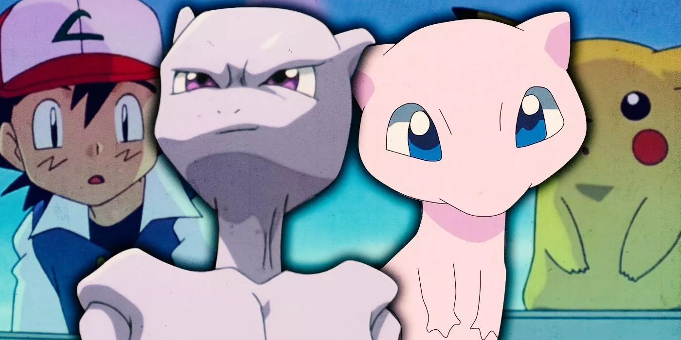 Ash, Mewtwo, Mew y Pikachu en Pokémon: La Primera Película