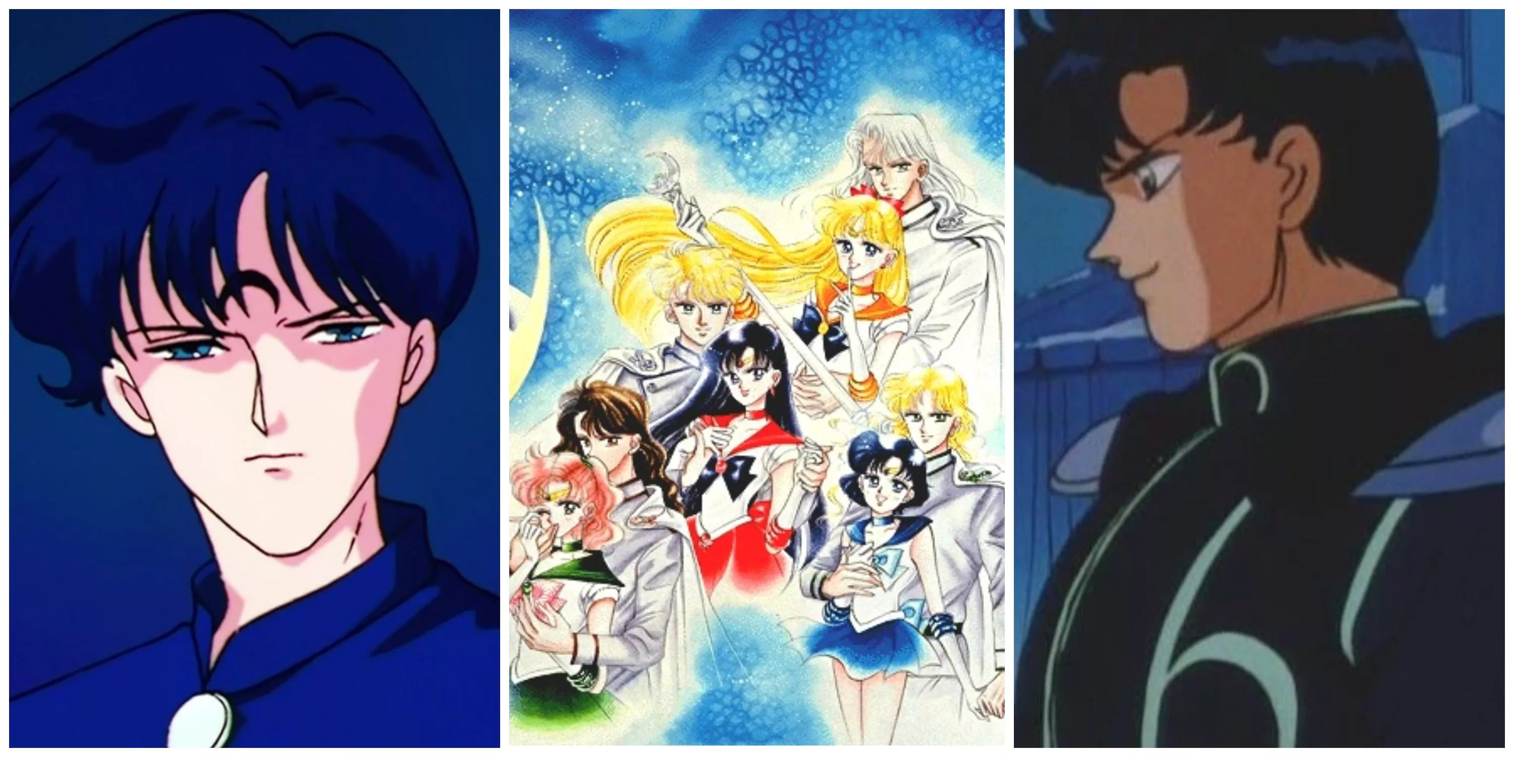 Imagen de manga de Saphir, Sailor Scouts y Evil Endymion de Sailor Moon.