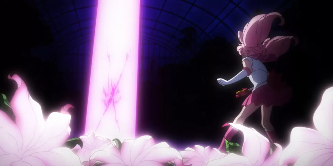 sailor pluto saves sailor chibi moon in sailor moon crystal