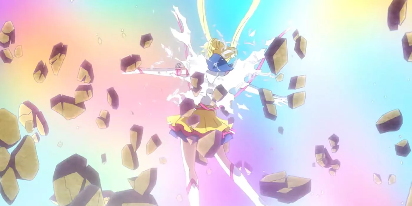 sailor moon is hit by the attack from the sailor guardians in sailor moon cosmos