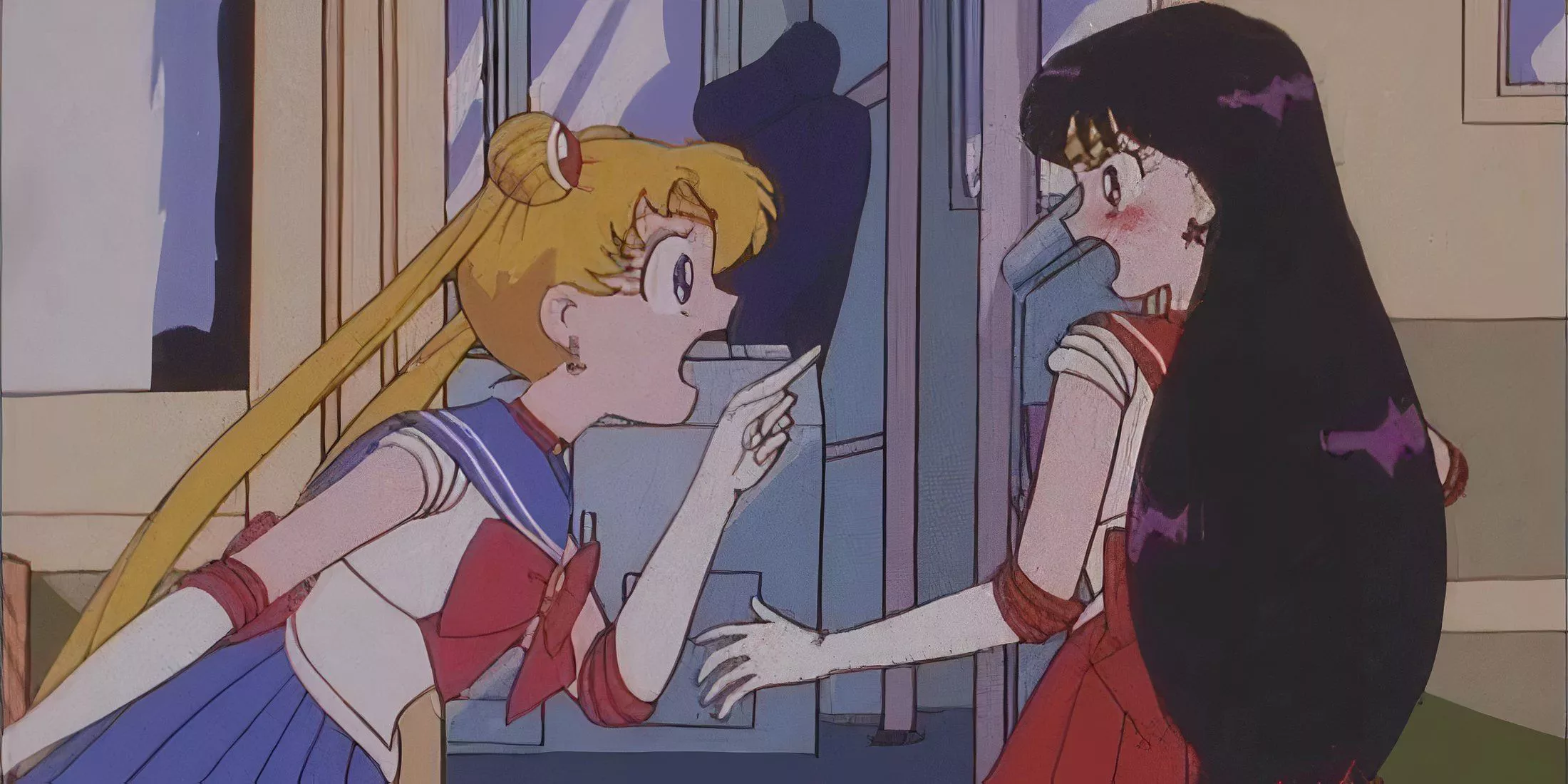 Rei and Usagi argue in The Cursed Bus Enter Mars the Guardian of Fire