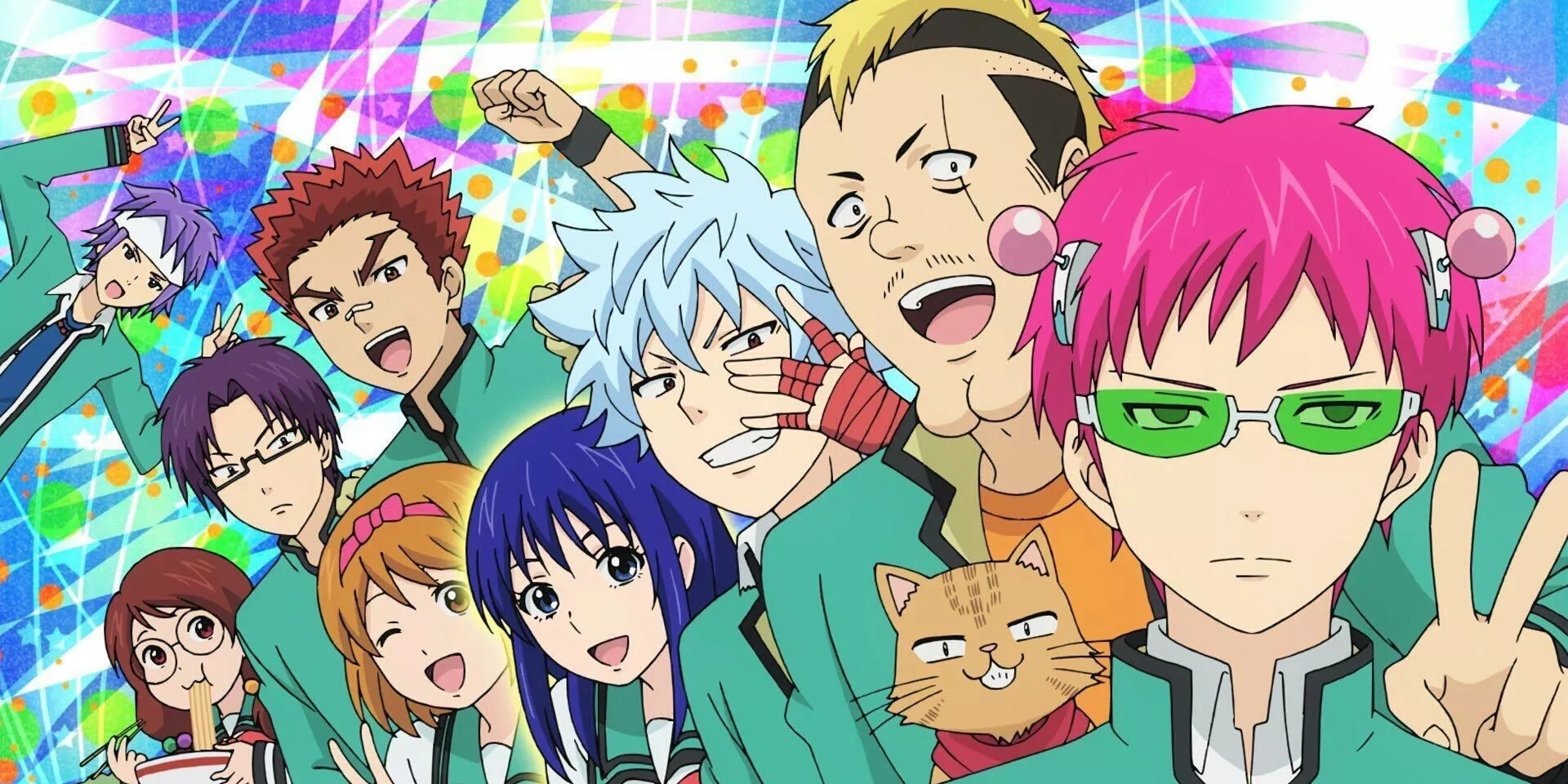 Saiki Kusuo y sus amigos posando juntos