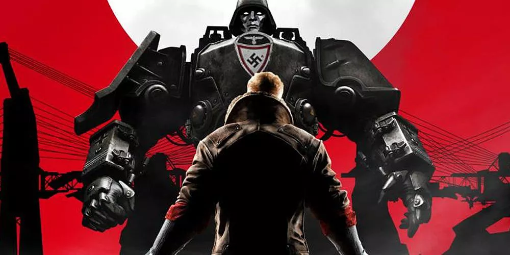 BJ Blazkowicz faces a giant Nazi in Wolfenstein II: The New Colossus