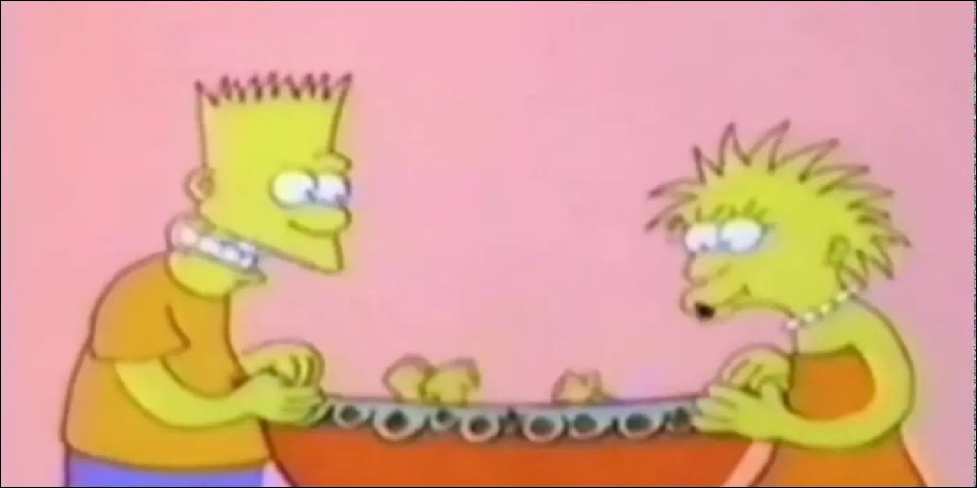 Bart y Lisa molestan a Maggie en su cuna