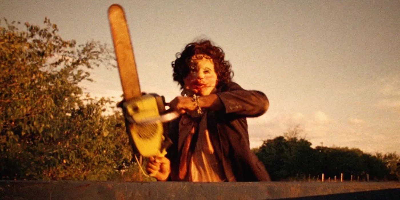 Leatherface chases after Sally at the end of 'The Texas Chainsaw Massacre.'