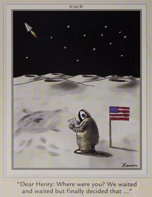 An astronaut is left stranded on the moon.