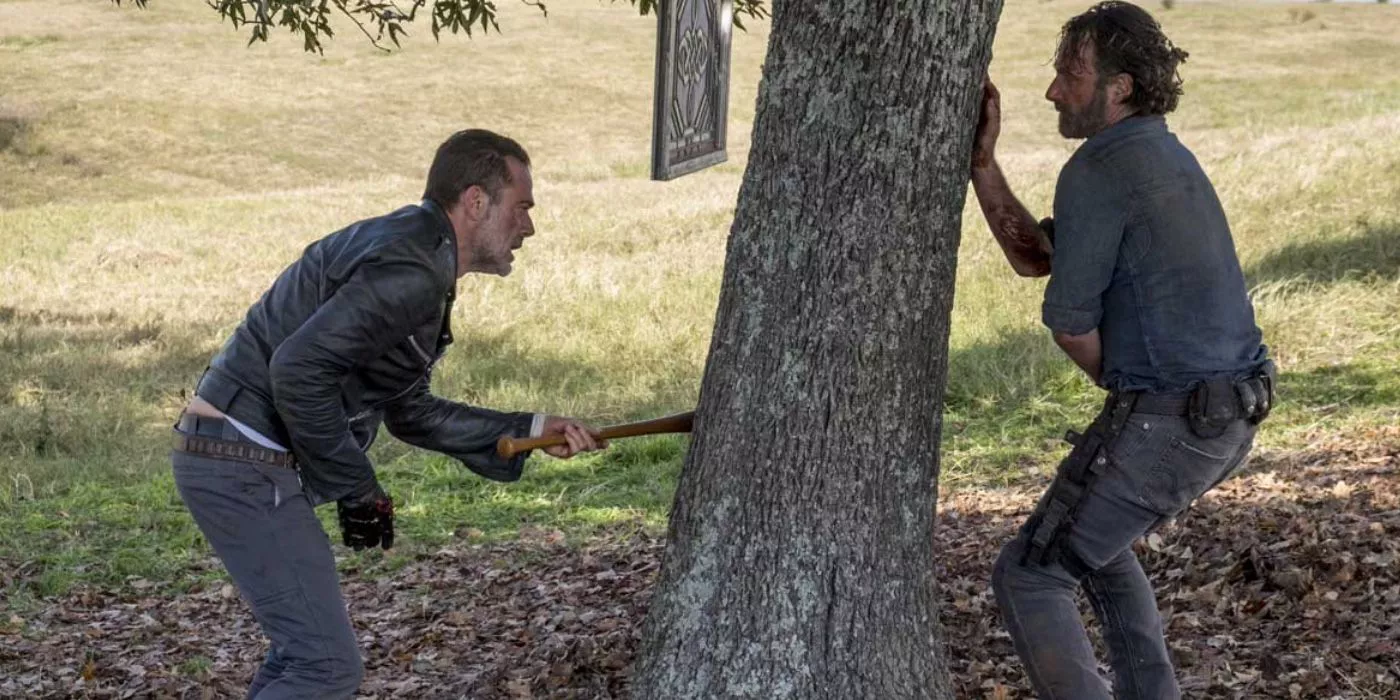 Rick y Negan pelean en The Walking Dead