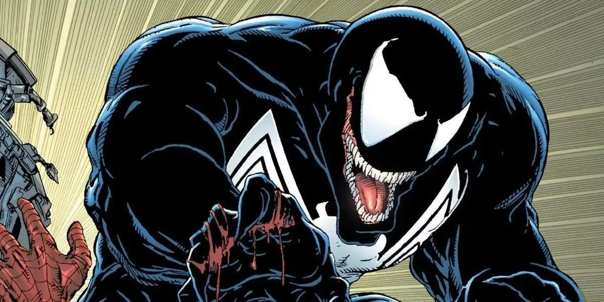 Venom tackling Spider-Man in Marvel Comics