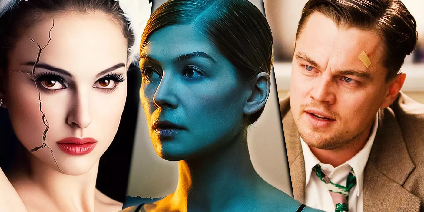 Natalie Portman en Black Swan, Rosamund Pike en Gone Girl y Leonardo DiCaprio en Shutter Island