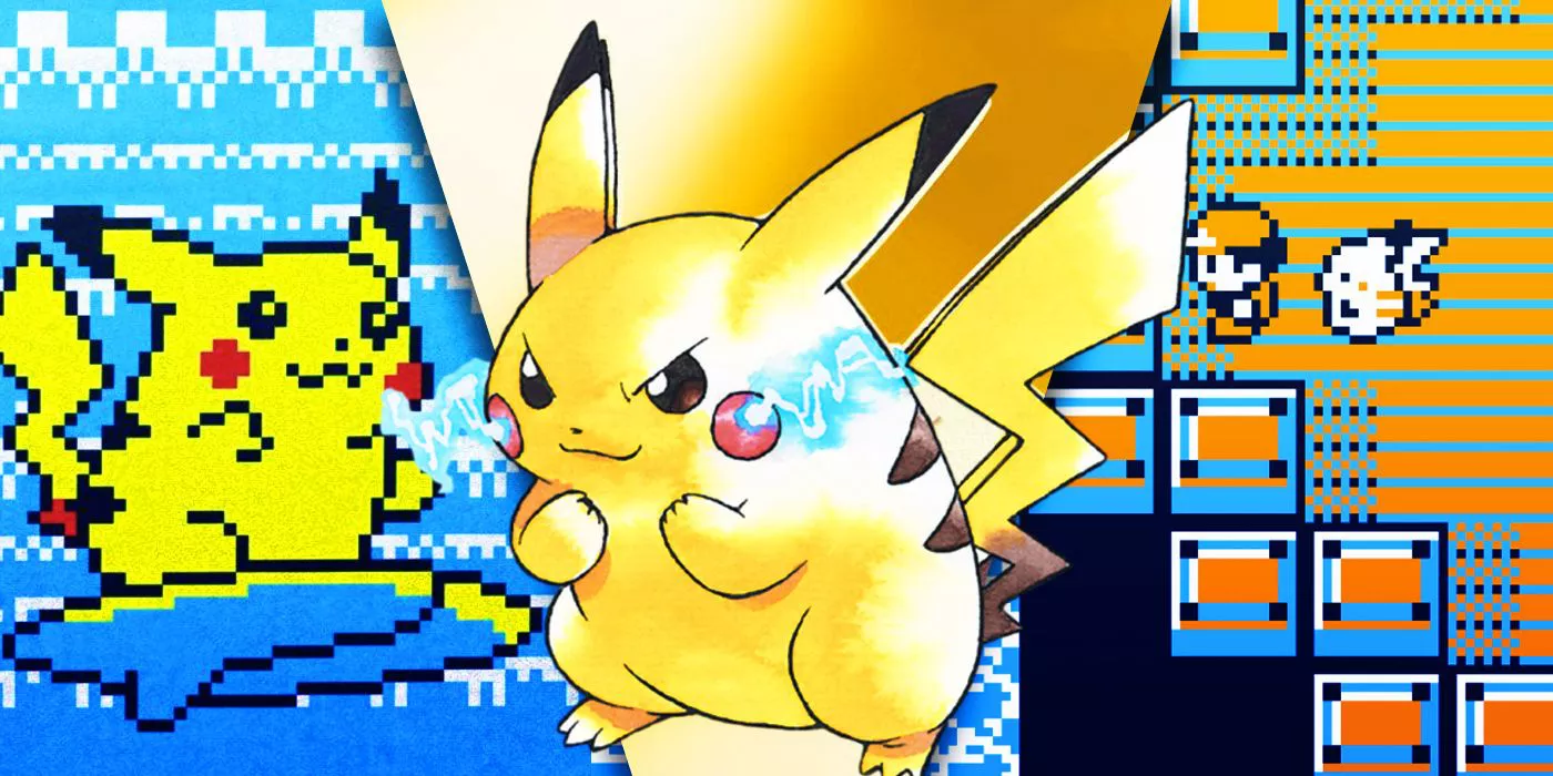 Imágenes divididas de Pikachu en Pokémon Yellow