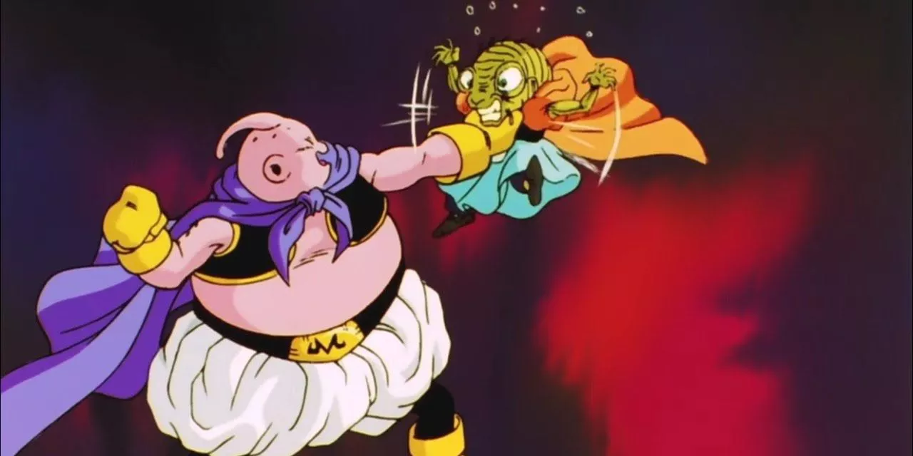 Majin Buu gets ready to execute Babidi in Dragon Ball Z.