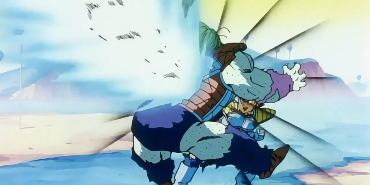 Vegeta blasts through Zarbon and kills him in Dragon Ball Z.