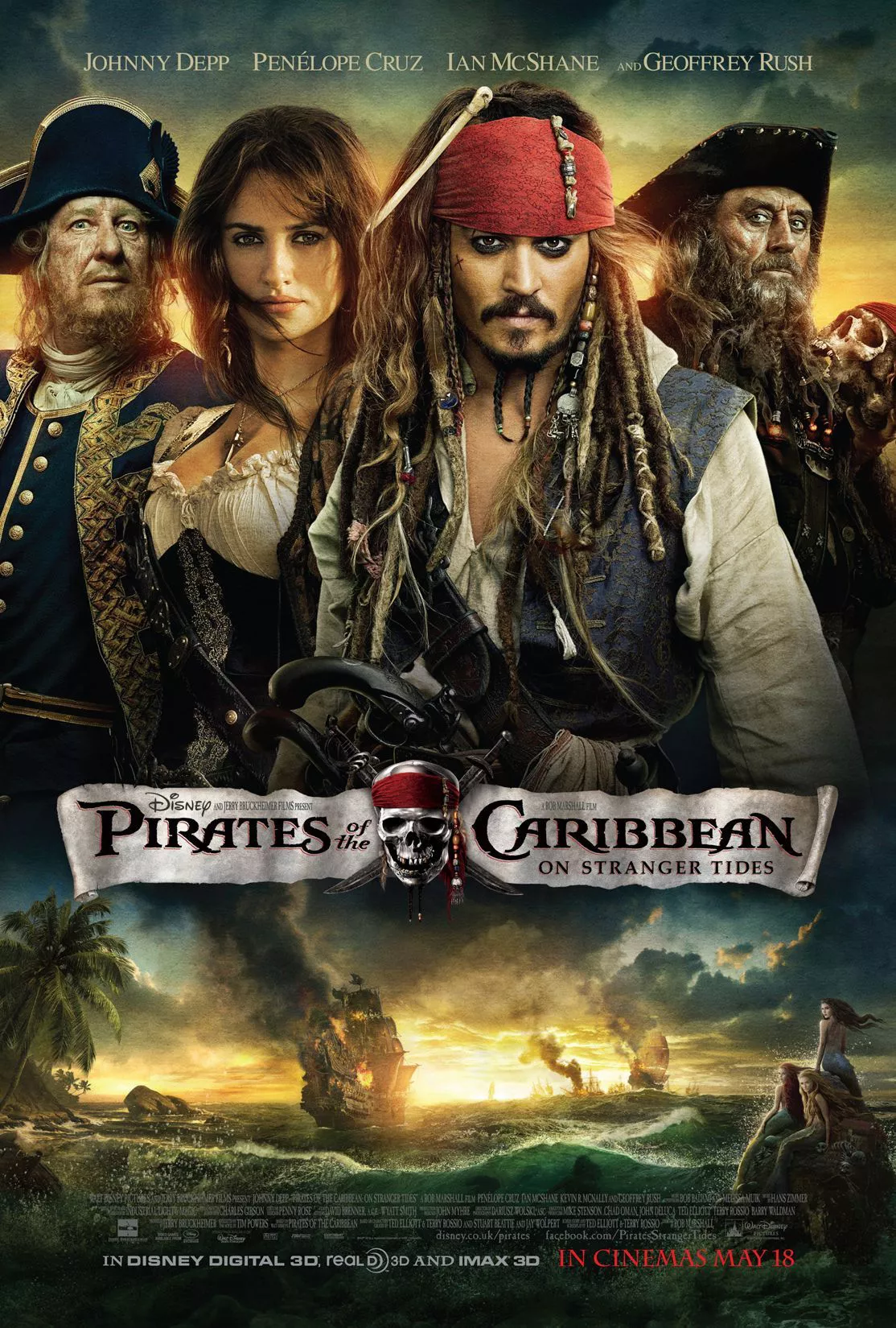 Póster de Piratas del Caribe en mareas misteriosas