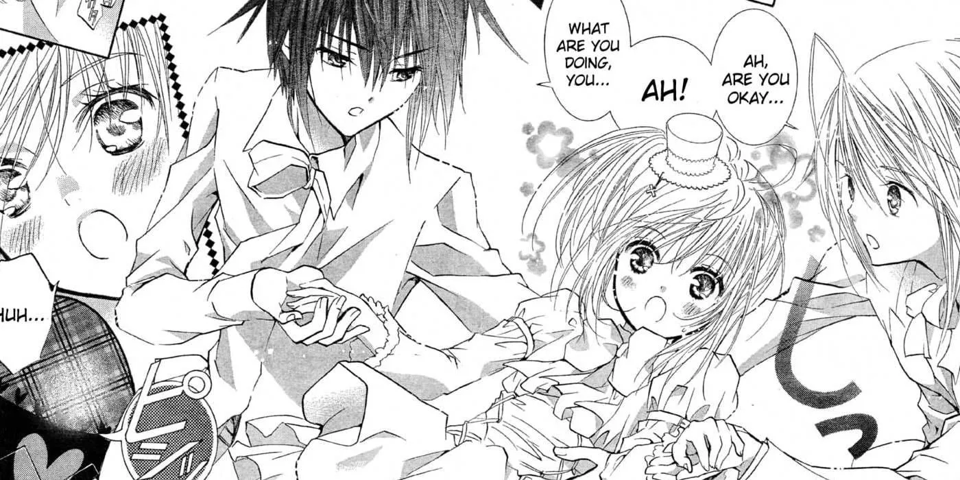 Ikuto and Tadase helping Amu in Shugo Chara! manga.