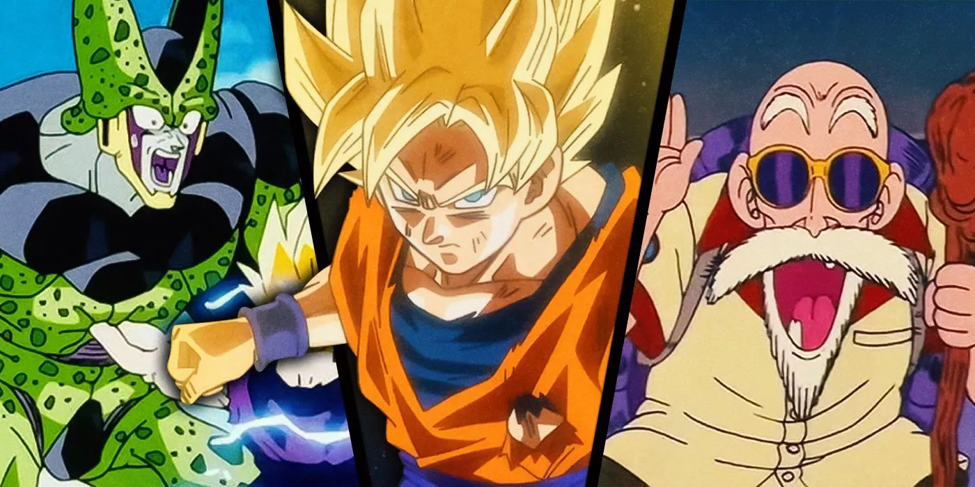 Cell, Super Saiyan Goku y Master Roshi en Dragon Ball