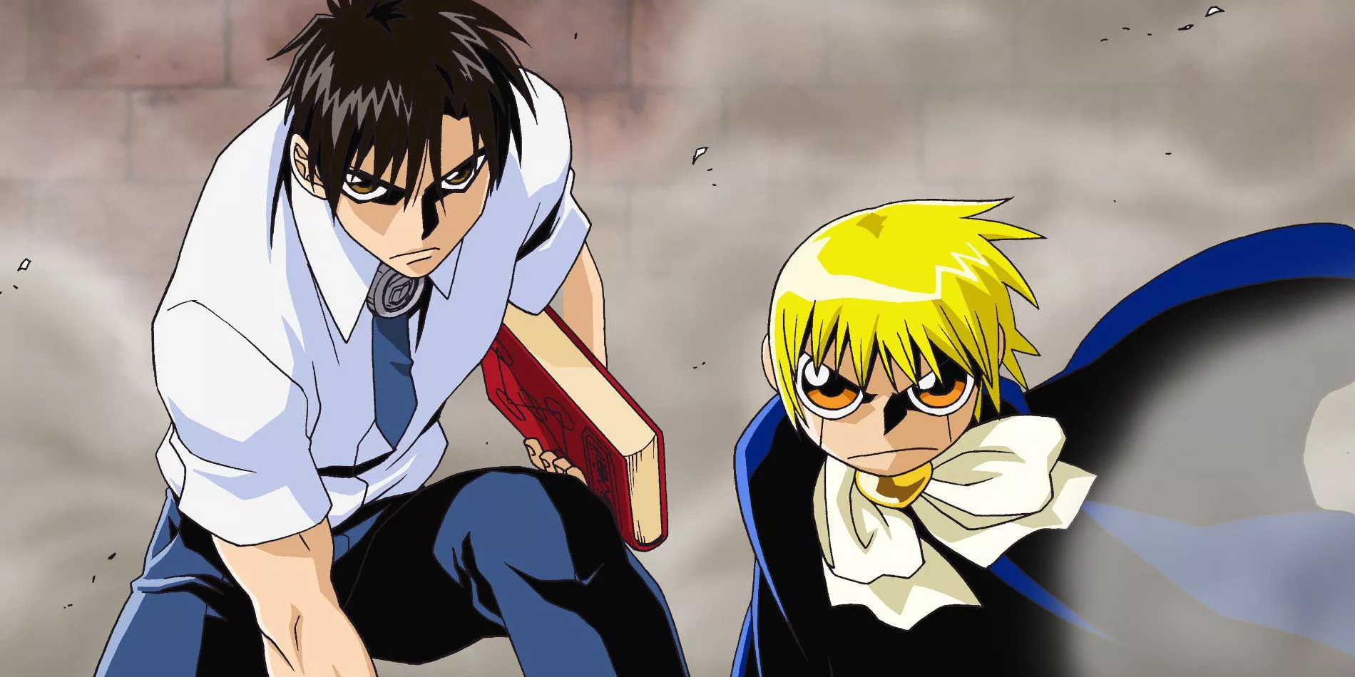 Kiyo y Zatch Bell surgiendo del humo.