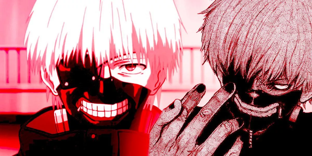 Tokyo Ghoul's Ken Kaneki in the anime versus in the manga.