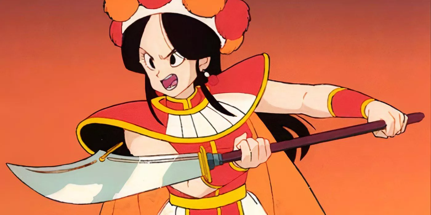 Annin attacks with a bladed weapon in Dragon Ball.