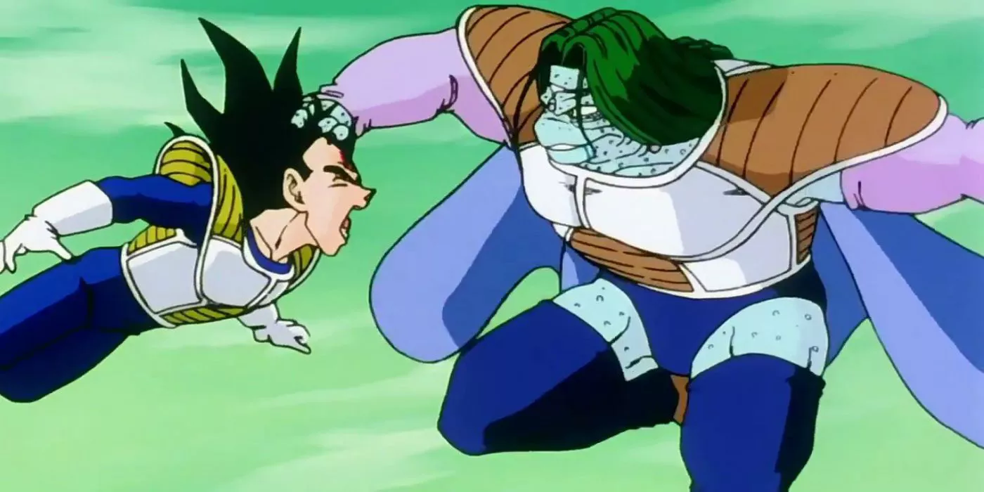 Zarbon, in his transformed state, fights Vegeta in Dragon Ball Z.