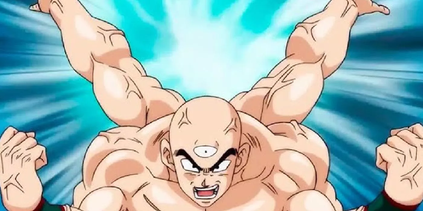 Tien utiliza su Técnica de las Cuatro Brujas en Dragon Ball Super.