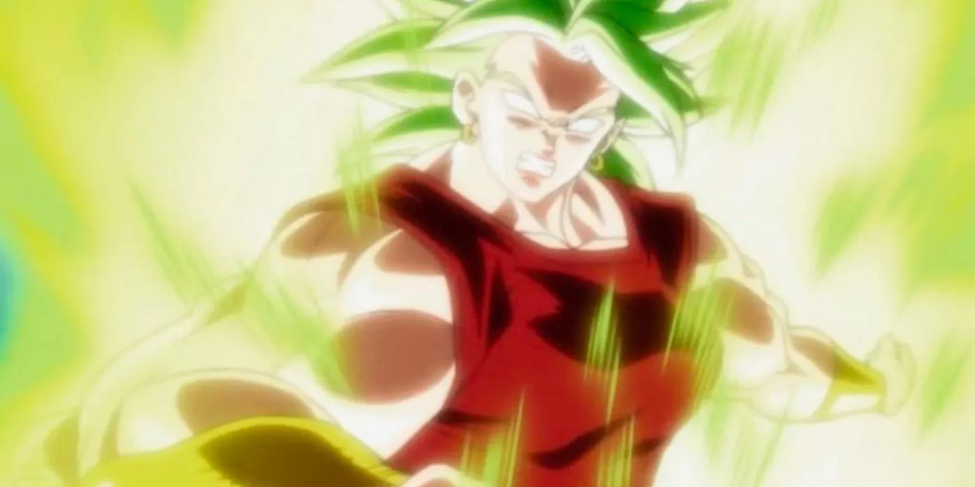 Legendary Super Saiyan Kale attacks in Dragon Ball Super.