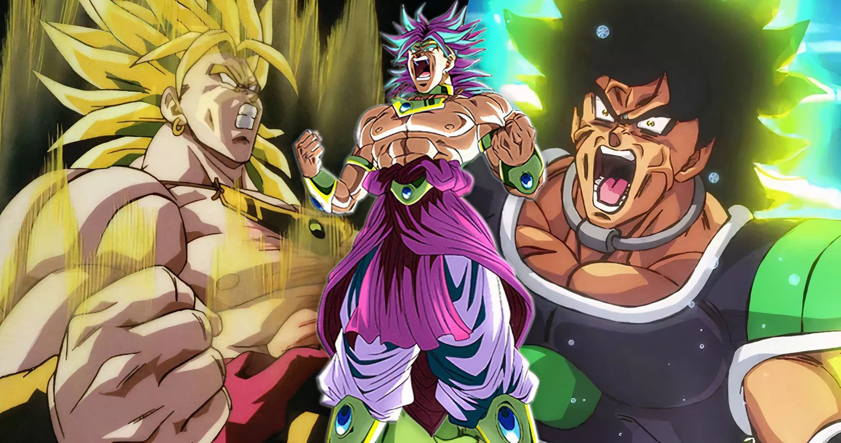 Super Saiyan Broly, Surpressed Broly, and Full Power Broly